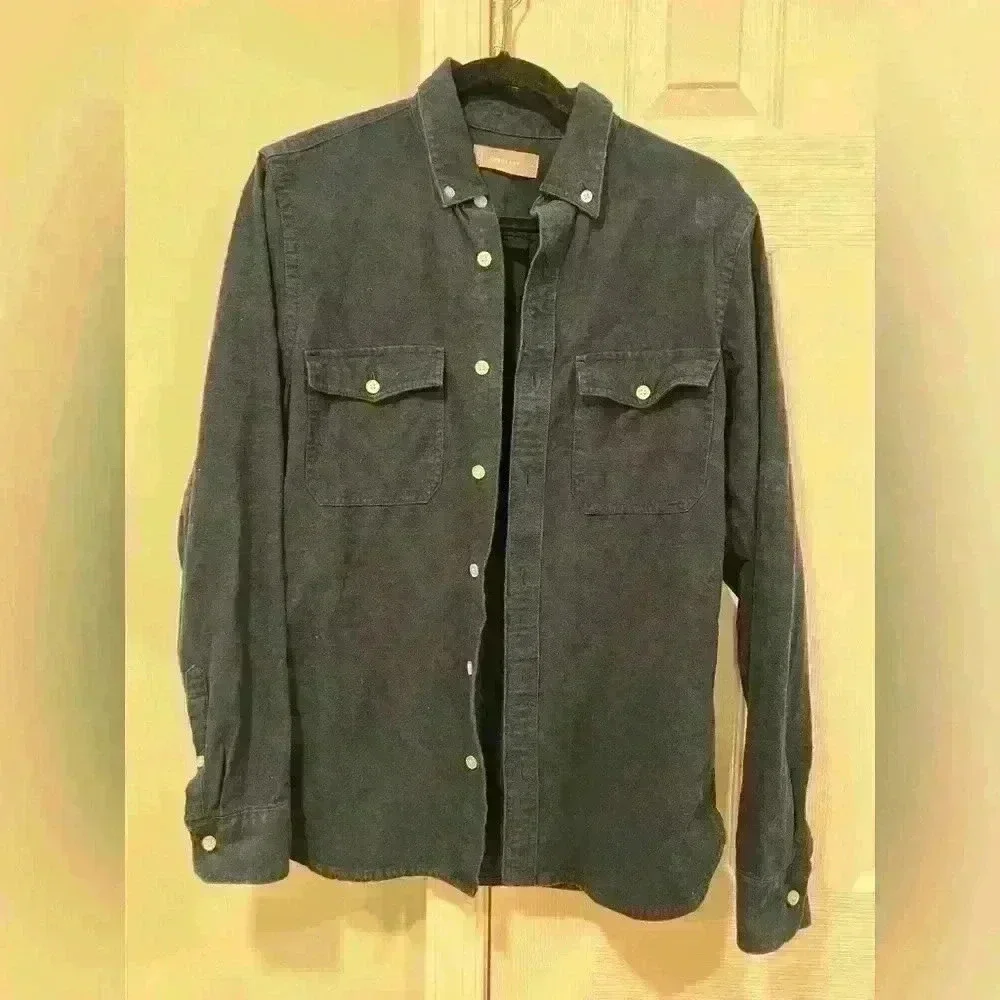Everlane Men’s Small The Brushed Flannel Button-down Heather Navy Blue
